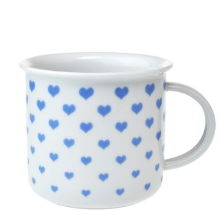 Hrnek 380ml TINA - modrá SRDÍČKA U3295/38, čes.porcelán