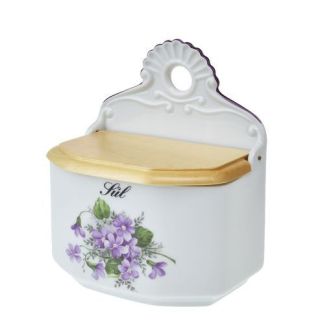 Slánka 0,70l závěsná FIALKY s víčkem, čes.porcelán