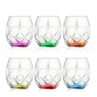 Sklen. 380ml, 6ks, RCR ALKEMIST, barev.dno, whisky, voda, DB