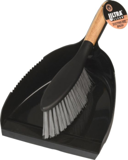 Smetáček+lopatka, plast+dřevo, černá mat