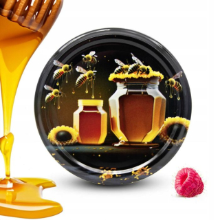 Víčko TWIST  82-10ks MED-ČERNÉ pozadí+SKLENICE