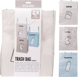 Taška na tříděný odpad 3ks (papír, plast, sklo)