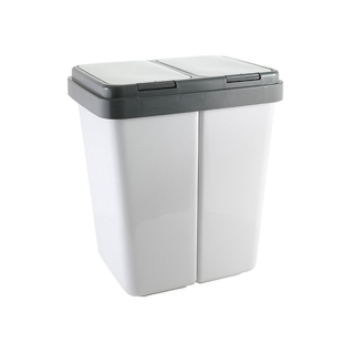 Koš odp.2x23l DUO, hran., výklop, granit, plast