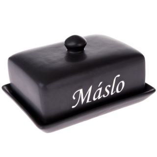 Máslenka 16,5x 9,5x12cm MÁSLO, BLACK, keramika