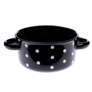 Miska 560ml ČERNÁ, BÍLÝ PUNTÍK, d13,5 6,8cm, keramika