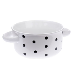 Miska 560ml BÍLÁ, ČERNÝ PUNTÍK, d13,5 6,8cm, keramika