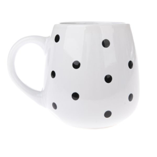 Hrnek 520ml BÍLÝ, ČERNÝ PUNTÍK, D10x10cm, keramika