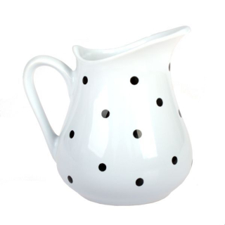 Džbán 0,5l BÍLÝ, ČERNÝ PUNTÍK, d10x13,5cm, keramika