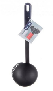 Naběračka 30,5cm, d15cm s cedníkem, černá, do 200°C, PP, PBT plast