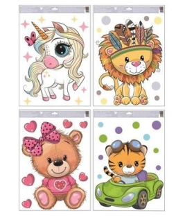 Dekorace okenní BAR.ZVÍŘÁTKA-4 druhy, 30x50xcm, fólie