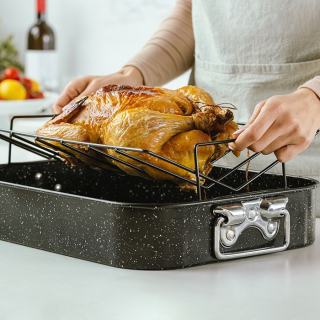 Pekáč 42x32x7,5cm, s mřížkou, NATURE, nepřilnavý povrch, kov