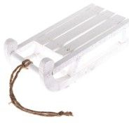 SÁŇKY 31x11x14.5cm, bílé, přírodní dřevo, patina, dekorace