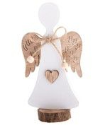 Anděl 16cm bílý se SRDCEM, dřevo