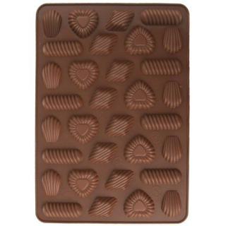 Forma na 32ks PRACNY mix tvarů, hnědá, 31x21cm, silikon