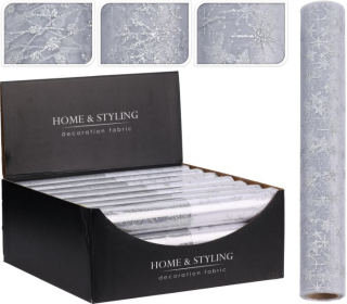 Látka DECO ROLL 30x500cm, stříbrná, vánoční