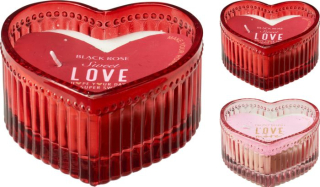 Svíčka 1ks LOVE, ve skle, 9x4cm, mix barev