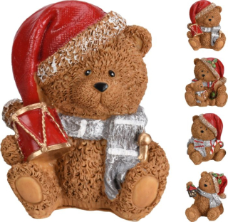 Dekorace vánoční MEDVÍDEK, 8cm, mix druhů