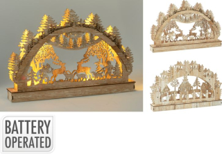 Svícen 19cm, SCENÉRIE, LED svítící, dřevo, 2 druhy