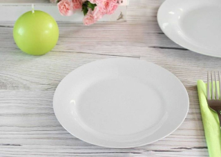 Talíř d23cm mělký, bílý porcelán, 2.jakost