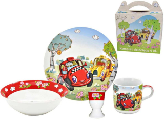 Soupr. 4díl.AUTA, děts.jídel., porcelán, DB
