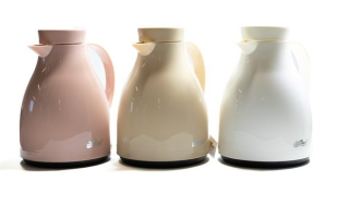 Termokonvice 1,0l PASTELOVÁ bílá, béžová, růžová, plast/sklo