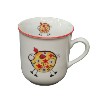 Hrnek 160ml DĚTSKÝ-PRASE ORANŽ., ŽLUTÉ, čes.porcelán