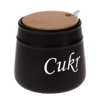 Cukřenka 0,4L (d10,5x10,5cm) CUKR, BLACK, keramika/bambus
