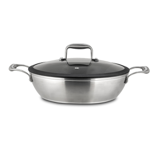 Pánev d28 2ucha+PO (silik.okraj), ELEGANCE, ker.povrch, v.7,5cm, NR