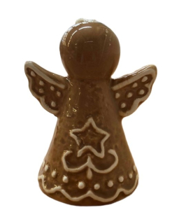 Zvonek ANDĚL 8xd5cm, imitace perníku, závěs, keramika