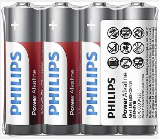 Baterie ALKALINE AA LR6 1,5V, Tužková, PHILIPS (krab.48ks=12x4ks)