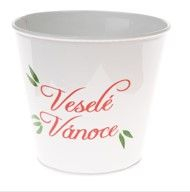 Obal na květináč d11,5x10,5cm, VESELÉ VÁNOCE, plech