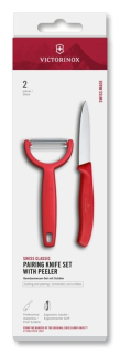 Sada nůž + Y škrabka PARING KN.+P, SWISS CL. VICTORINOX, červ.