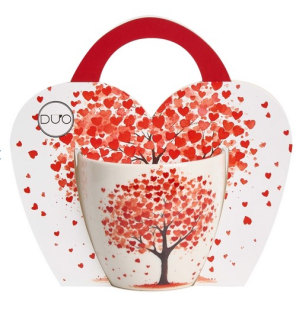 Hrnek 460ml baňatý STROM se srdíčky, DB taška, porcelán