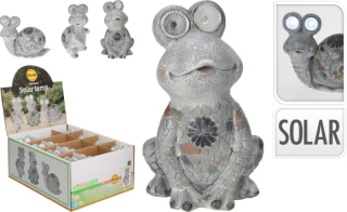 Svítilna solární 3DRUHY, ZVÍŘÁTKA šedá, polystone