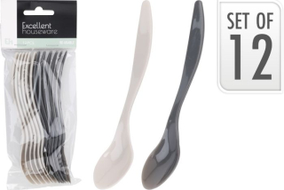 Lžíce 14cm káva, sada 12ks, 2barvy, plast