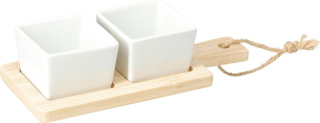 Miska, 2ks-sada servír. porcelán, podnos x cm, bambus