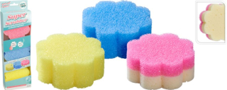 Houba SCRUB 3ks, 3barvy (v teplé vodě měkne), PUR pěna
