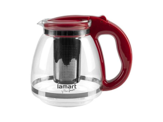 Konvice 1,5l VERRE, červená, sítko NR, sklo/plast