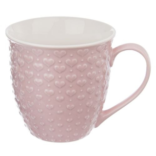 Hrnek 580ml SRDCE růžový, d11x10,5cm, keramika