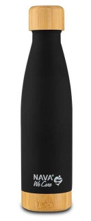 Termoláhev „WE CARE“ 0,5 l, černá, nerez, bambus