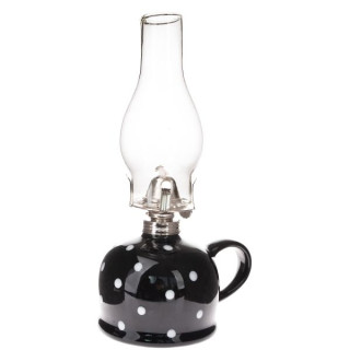 Petrolejová lampa černá s bílým puntíkem