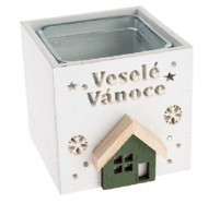 Svícen VESELÉ VÁNOCE Domeček, sklo
