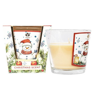 Vonná svíčka Vánoční sněhulák 120 g, sklo