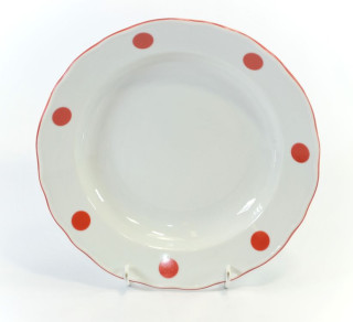Hluboký talíř Červený puntík Ø 24 cm, porcelán