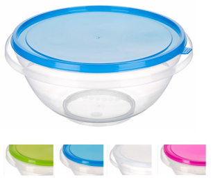 Mísa 7L + víko, d32x15,3cm, 3barvy, transparentní plast