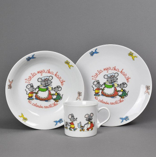Souprava 3-dílná MYŠIČKA, český porcelán