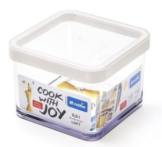Dóza 0,50l LOFT, 10x10x 7,2cm, těsnění, pevný plast