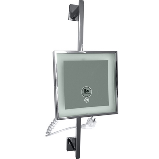 Kosmetické zrcátko na tyči s LED osvětlením, 200 × 200 mm