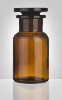 Dóza-prachovnice 100ml kulatá hnědá, zabr.víko, sklo