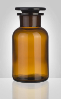 Dóza-prachovnice  250ml kulatá hnědá, zabr.víko, sklo